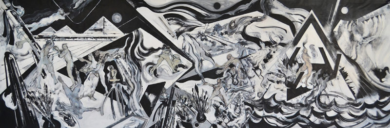 Web Size - Eternal II - Requiem in white and black series - 2015 Mixed media on synthetic canvas 80 x 239 in
